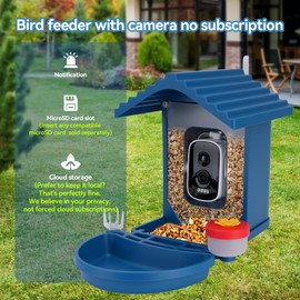 Leapbird Bird Feeder with Camera Solar Powered,2.5K HD Video Bird House Live View,Smart AI Bird Species Identification for Outside Garden,Birds Bath,Ideal Gift for Birds Lover,Hummingbird (Blue)