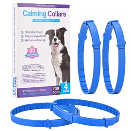4 Pack Dog Calming Collar – Anxiety Relief with 60-Day for Dogs, Adjustable Comfort for Stress, Separation, Noise & Vet Visits, for Puppies to Senior Dogs (blue)