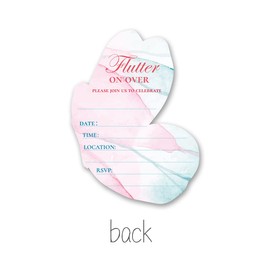 Watercolors Butterfly Party Invitations with Envelopes, 20 Set Butterfly Shaped Invitations Birthday Baby Shower Party Invites Supplies Favors, Double-Sided