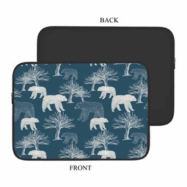 Nicokee Laptop Sleeve Bag 15 15.4 15.6 Inch,Bears Night Forest Abstract Blue Protective Polyester Computer Cases Laptop Cover Briefcase Bag Tablet Travel Cover