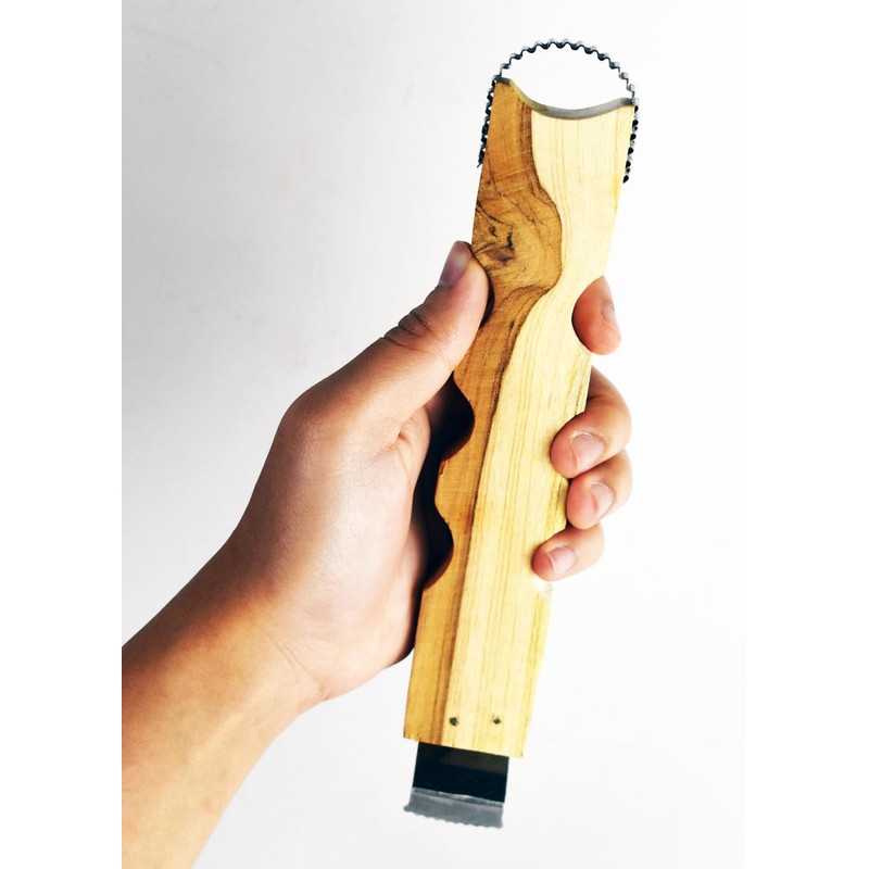 XL Size Wooden Handle Coconut Grater - Durable Sharp Stainless