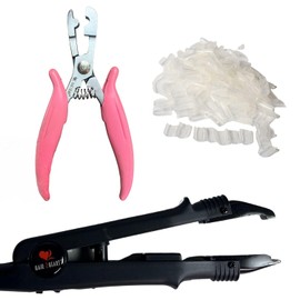 hair2heart Rebonding Set: Professional Hair Extension Kit with Extensions Heat Tongs, Keratin Rebonds and Bonding Pliers