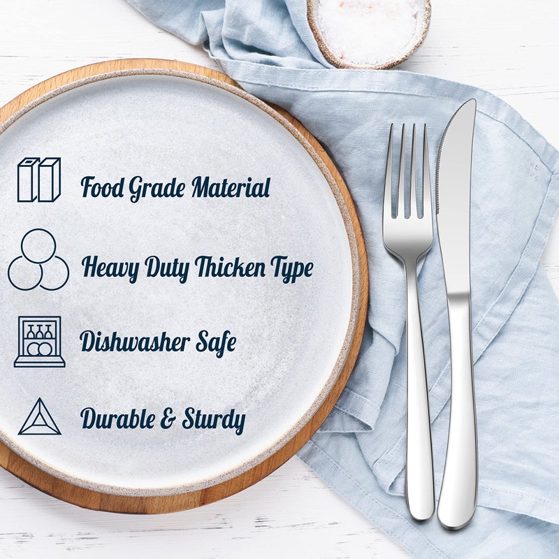 HaWare 48-Piece Heavy Duty Silverware Set for 8, Stainless Steel