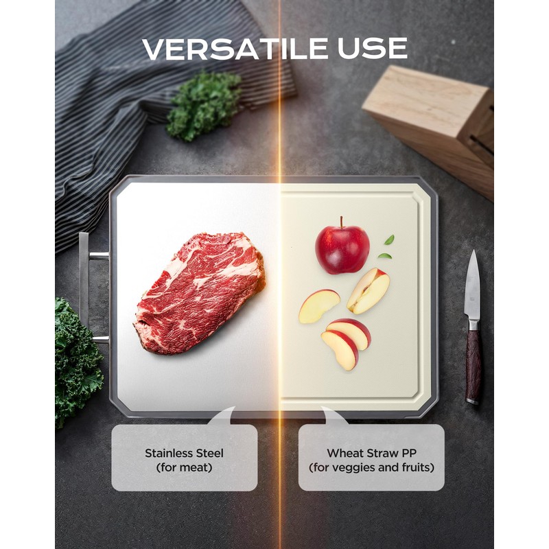 EXTRA LARGE Cutting Board,Double Sided Stainless Steel Cutting Boards Set