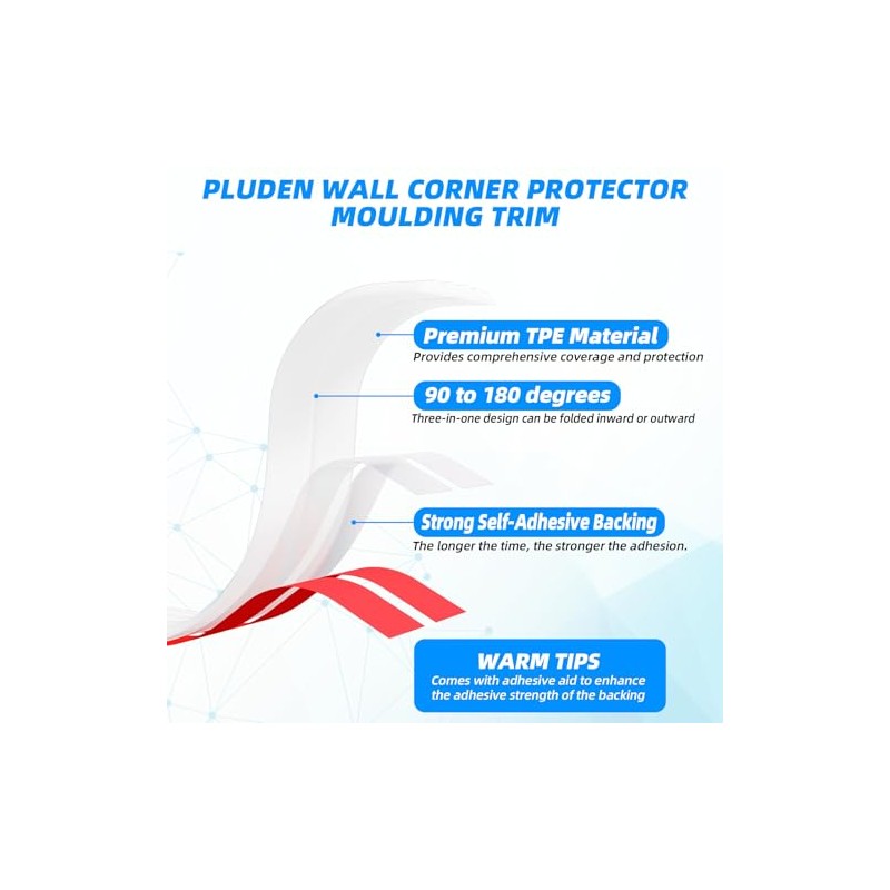 20FT Flexible Wall Corner Protector Moulding Trim, Peel and Stick