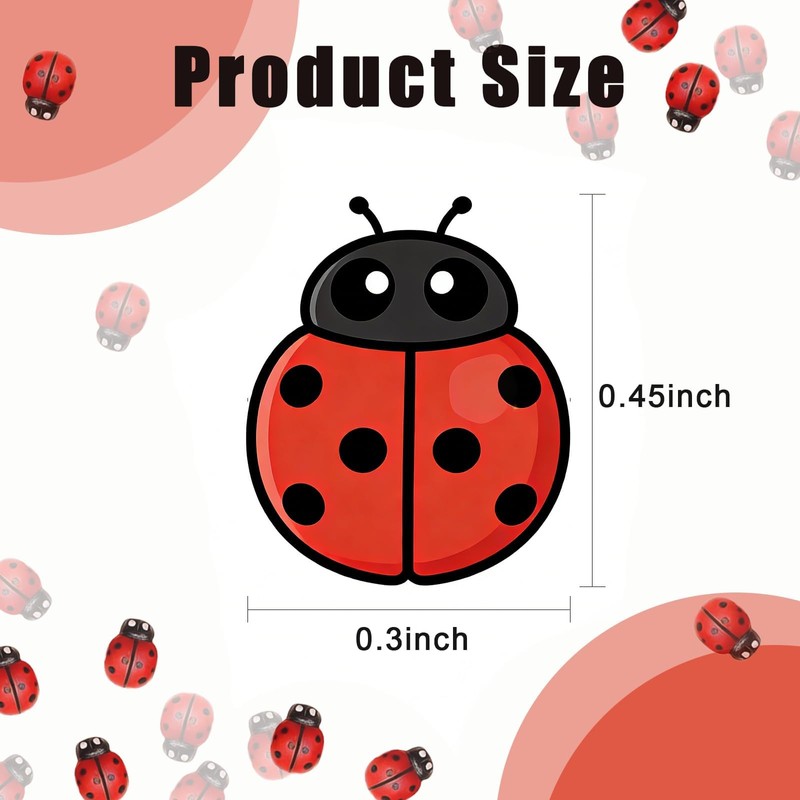200 PCS Mini Wooden Ladybugs Decor, Self-Adhesive Bug Stickers for