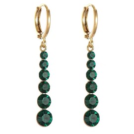 Wendalern Green Crystal Drop Earrings Gold Huggie Hoop Earrings Emerald Dangle Earrings Wedding Bridal Crystal Linear Earrings Jewellery for Women and Girls