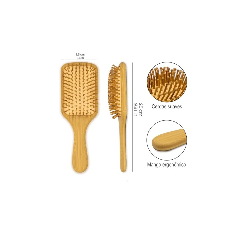 EcoGreen® - Cepillo de Bambú Cuadrado, con cerdas naturales de