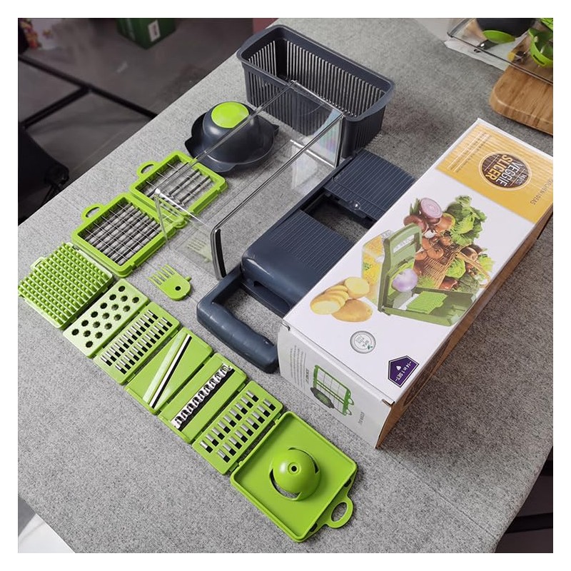 Generic 14in1 vegetable cutter, green gray