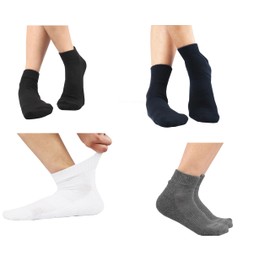 MANARC Men Cotton Ankle Socks Soft Comfortable Durable Breathable Reinforced Double Layer Cushioned Anti Slip Off with Ribbed Instep for A Firm Grip 3 Pack White, Navy Blue, Light Grey., White, Navy