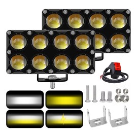 Par Faros De Led Lupa Luz Cuatro Color De Moto Auto 72000 Lm