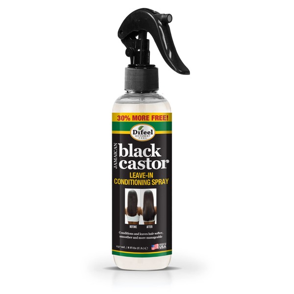 Difeel Jamaican Black Castor Leave-in Conditioning Spray 8 oz. - Hair Oil Spray for Hair Growth, Moisturizing, Hair Thickening, Detangling Treatment, Anti-Frizz