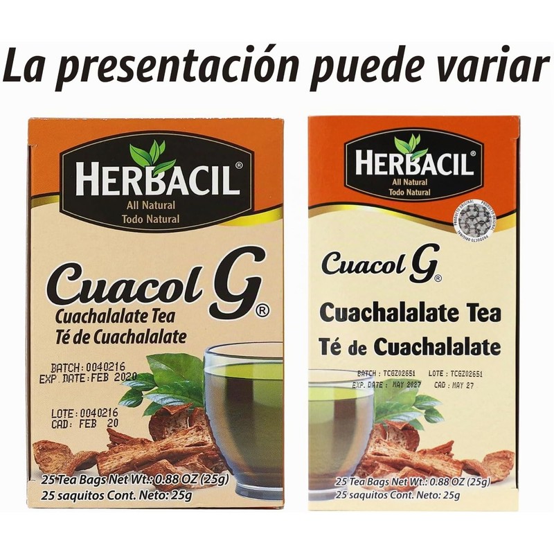 Herbacil Te De Cuachalalate, 2-pack of 25 tea bags per