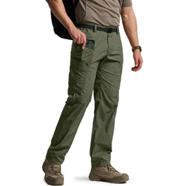 CQR Men's Quick Dry Tactical Pants, Water Resistant Outdoor Pants, Lightweight Stretch Cargo Work Hiking Pants, Runyon Cargo Pants Green Kelp, 34W x 30L