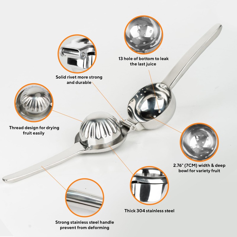 Stainless Steel Lemon Squeezer | Heavy Duty Handheld Juicer with