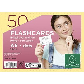 Exacompta 10354E - 50 flashcards bristol A6 dots jaune
