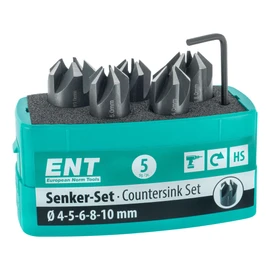 ENT 26516 5-Piece Countersink Set HSS, Diameter (d) 4, 5, 6, 8 and 10 mm, E 90°, Right