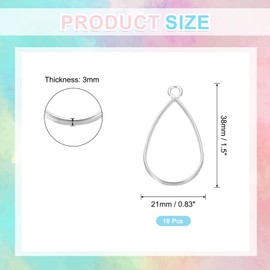 sourcing map 18 Pcs Open Bezel, Teardrop Resin Bezels Pendants Open Back Bezels Metal Hollow Frame Charm for DIY Resin Crafts Earrings Jewelry Making, Bright Silver
