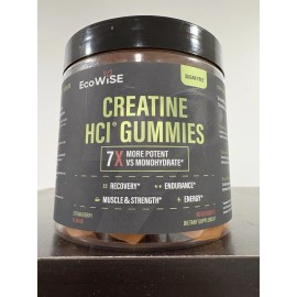 EcoWise Creatine HCL Gummies 750mg – Vegan, Sugar-Free, Strawberry, 90 Ct