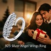 POPLYKE Feather Angel Wings Ring 925 Sterling Silver Adjustable Open