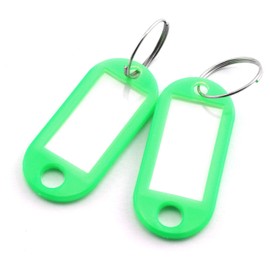 Lind Kitchen 40pcs Green Key Ring Label Tags Plastic Keys Holder and Identifier Name Number Address Information Label Card for Keys ID 5x2.2cm