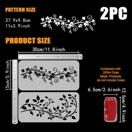 FINGERINSPIRE 2 Stück Weinblätter Schablone Zum Malen 15x30 cm Große Weinreben Zeichenvorlage Kunststoff PET Efeu Weinreben Malschablone Pflanzenthema Vorlage Für Zuhause Wand Möbel Bodendekoration