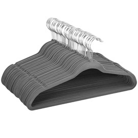YAHEETECH 100 Pack Non Slip Velvet Hangers Flocked Felt Hangers 360° Swivel Hook Grey