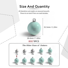 ECOFT Lead Free Fishing Weights Sinkers 20g-200g Coated Egg Sinkers Cannonball Weights Assorted Sizes Bag and Fishing Weights Assortment Box Non-Lead Fishing Weights Saltwater Freshwater