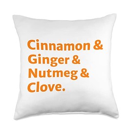Cinnamon & Ginger & Nutmeg & Clove Fall Pumpkin Spice Lovers Throw Pillow