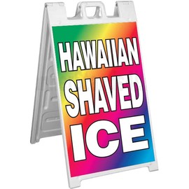 Signicade A-Frame Sign Sidewalk Pavement Food Concession Sign - Hawaiian Shaved ICE
