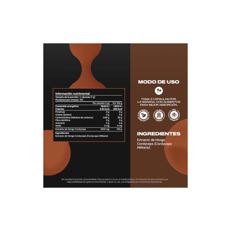 Vital Botanics Mega Cordyceps 100% Puro - Hongo Adaptógeno