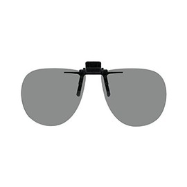 Polarized Clip-on Flip-up Plastic Sunglasses - Aviator - 58mm Wide X 52mm High (134mm Wide) - Polarized Grey Lenses - Shade Control G-Clips