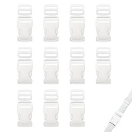 YunBey 12Pcs Plastic Buckle Clips with 12Pcs Tri-Glide Slides Quick Side Release Buckle Adjustable Buckles for Straps Paracord Bracelets Backpack DIY Craft (White)