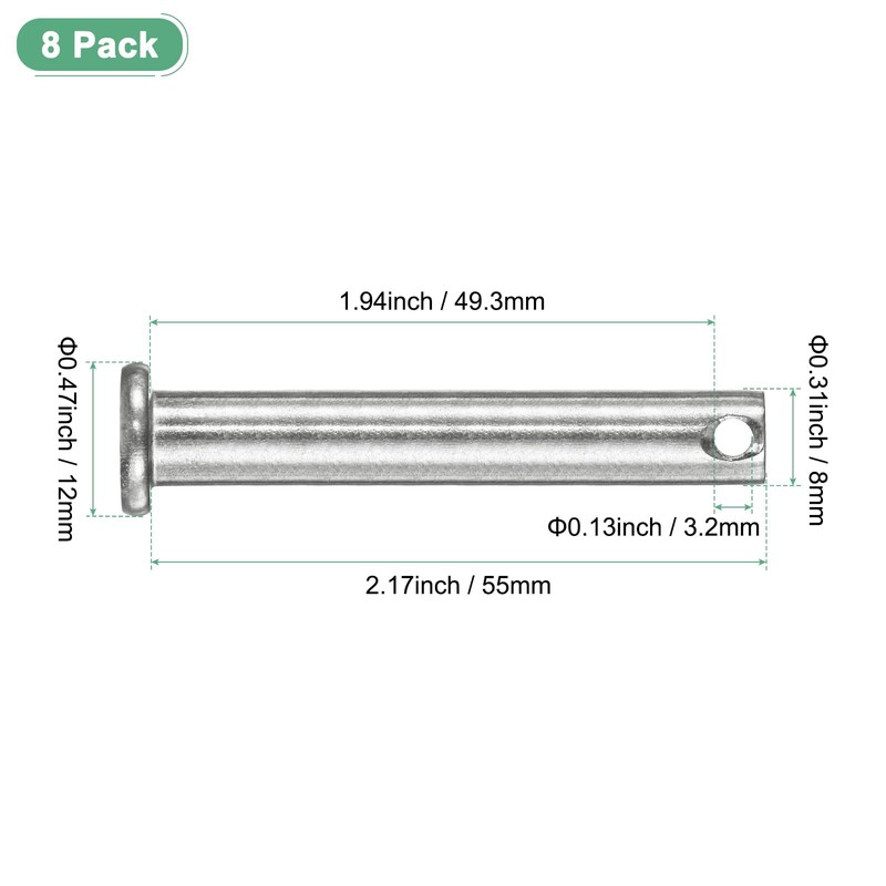 M METERXITY 8-Pack Single Hole Clevis Pins, M8 x 55mm
