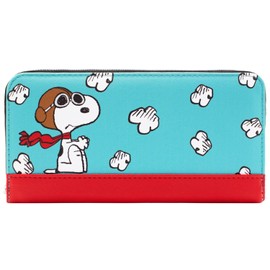 Animation Peanuts Snoopy Flying Ace Sopwith Camel Doghouse Purse Clutch Coin Pocket & Card Holder, Blue