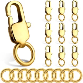 simarro 10 Pcs Lobster Claw Clasp with Closed Jump Rings, 14K Gold Necklace Clasps