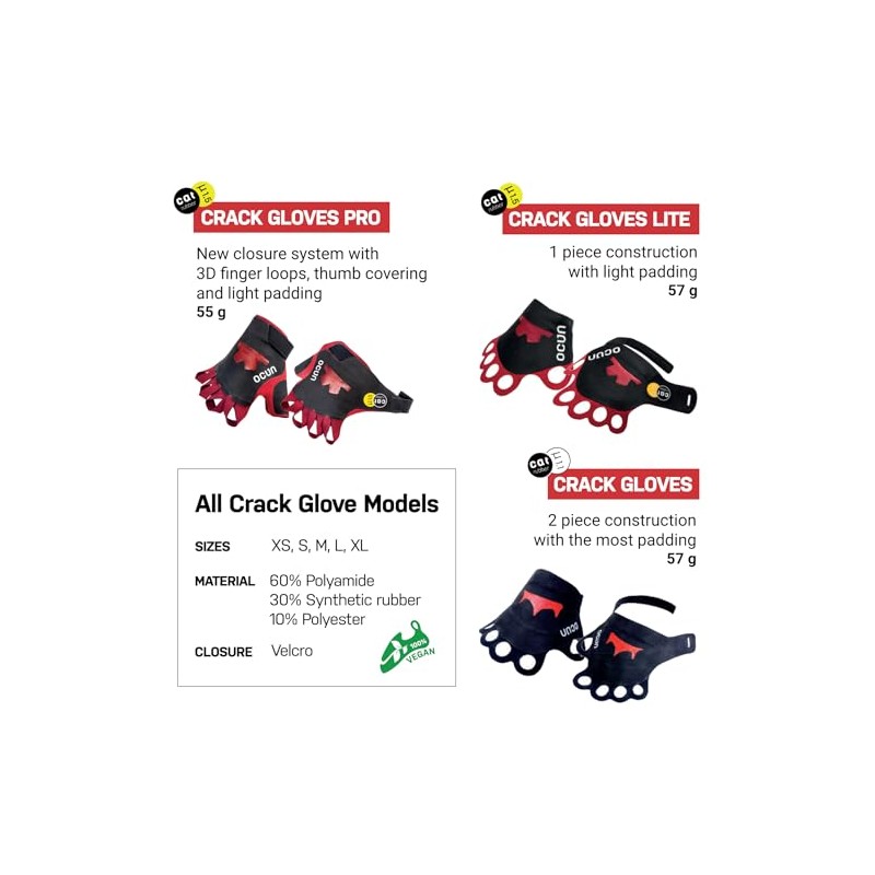 Ocun Crack Gloves Pro for Advanced Rock & Crack Climbing,