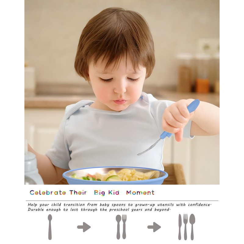 Bakpoco 6PCS Toddler Utensils, 316 Stainless Steel Baby Safe Forks