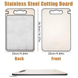 Cutting Board Double Sided, Abnaok Stainless Steel Cutting Board for Kitchen, Food-Grade, Wheat Straw Cutting Boards for Meat, Veggies, Fruits, Easy to Clean