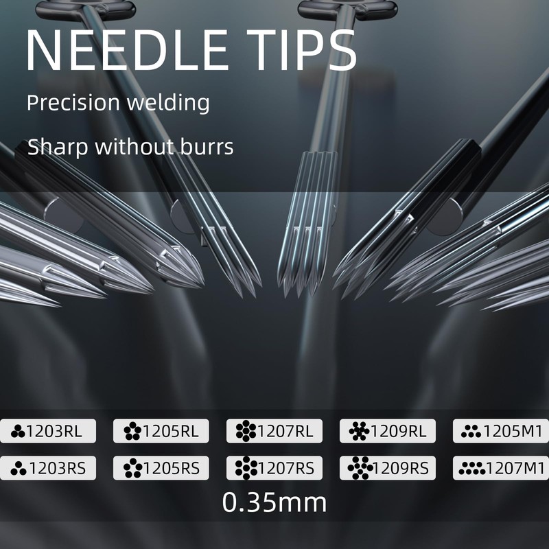 ATOMUS 100Pcs Disposable Tattoo Needles Mixed 3RL 5RL 7RL 9RL