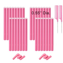 Beyoslf Flexible Curling Rods, 30Pcs Twist Foam Rollers for Long and Short Hair, No Heat Bendy Curlers, Pink
