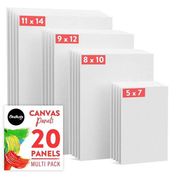 Chalkola Paint Canvases for Painting Multipack - 20 Pack Blank