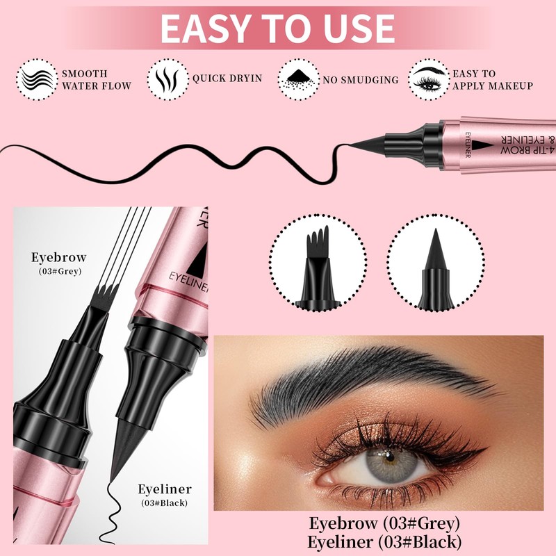 2024 New Magic Microblading Eyebrow Pencil,2-In-1 Dual-Ended Eyeliner And Eyebrow