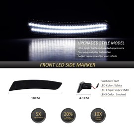 D-Lumina LED Side Marker Lights Smoked Lens Compatible with Chevy Camaro 2016 2017 2018 2019 2020 2021 2022 2023, 6th Gen Camaro Front Rear Bumper LED Sidemarker White, Pack of 4