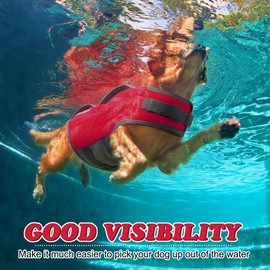 Sheripet Dog Life Jacket for Large Dogs, Dog Life Vest for Swimming with Three Fashion Fabric Patches，Dog Life Jacket with Reflective Stripes and Two Rescue Handle, Dog Flotation Vest, XL