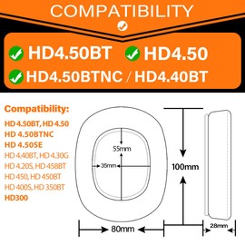 HD 4.50BT Ear Pads - TRANSTEK Replacement Ear Cushion Compatible with HD 4.50BT, HD 4.50, HD 4.50BTNC, HD 4.50SE, HD 4.40BT I Enlarged Inner Hole (Breathable Hole)