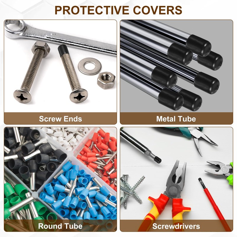 PATIKIL 6mm/0.24" ラバーエンドキャップ、144個のPVCカバー フレキシブルキャップカバー ボルトプロテクター スクリューエンド ボルト チューブ スレッドキャップ、黒