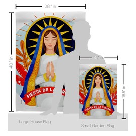 Angeleno Heritage Fiesta De La Virgen Garden House Flag Kit Religious Faith Hope Grace Peace Dove Christian Religion Easter Decoration Banner Small Yard Gift Double-Sided, Made in USA