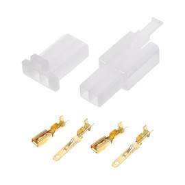 A ABSOPRO 2 Pin Car Electrical Wire Connector Plug Kits Waterproof 2.8 Series Male Female Cable Terminal Housing Plastic Copper White
