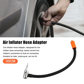 X AUTOHAUX 30cm Tire Inflator Extension Hose with Metal Lock Chuck Adapter Convert to Lock on Connection Air Pump Tube Tire Valve Connection Pipe for Car Truck Bike MTB Nylon Zinc Alloy